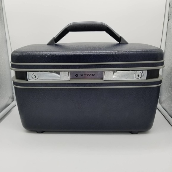 Samsonite Other - VTG  Samsonite 2800 Series Hard Train Case Travel Cosmetic With Mirror Navy Bue